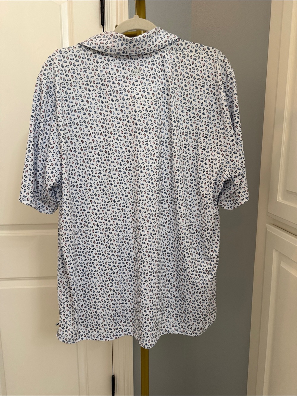 Johnston & Murphy White Polo with Navy Paisley Motif - Picture 3 of 6